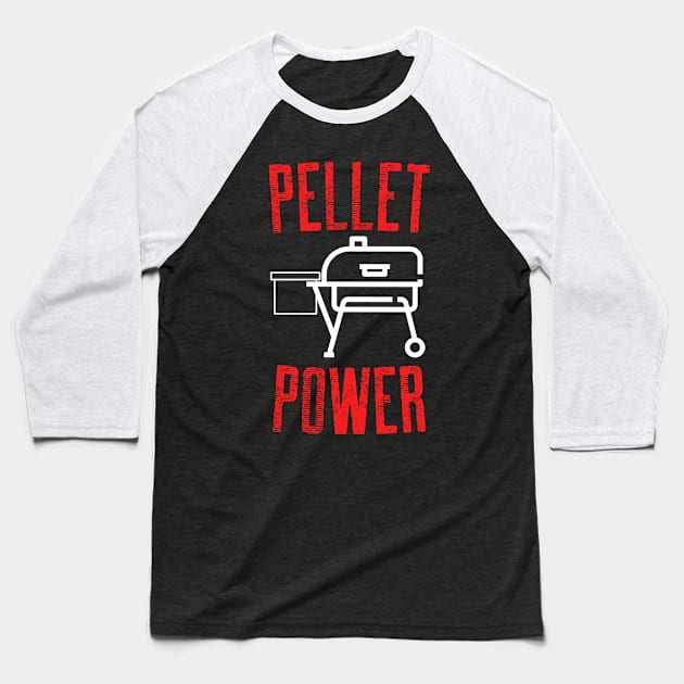 Pellet Power Red White Design Baseball T-Shirt by Preston James Designs